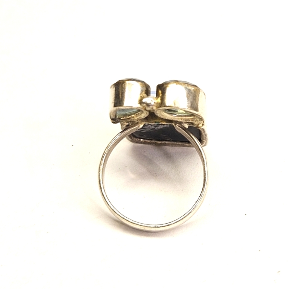 Blue Dichroic Glass Sterling Silver Ring - Picture 5 of 11